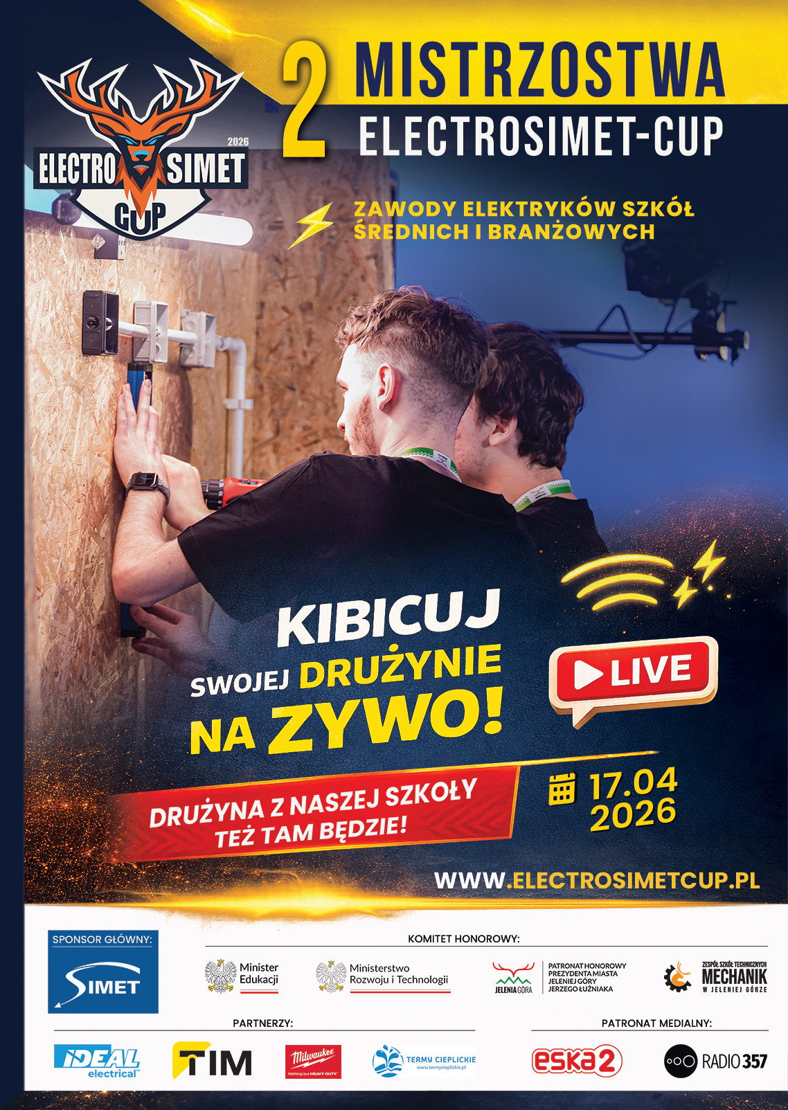 W piątek 17.04.2026 r., uczniowie naszej szkoły będą nas reprezentować w II Mistrzostwach ELECTROSIMET CUP Elektryków Szkół Średnich.
