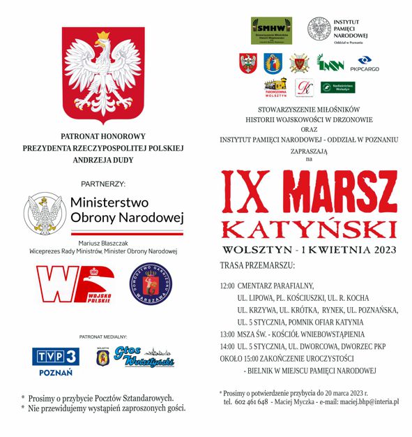 IX MARSZ KATYŃSKI WOLSZTYN - 1 KWIETNIA 2023